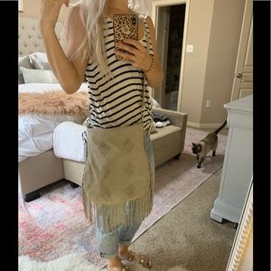 Grey beaded cross body